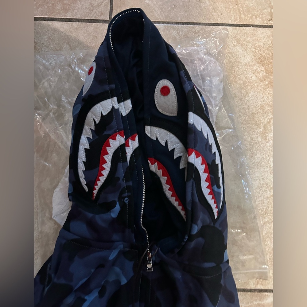 Blue BAPE hoodie blue camo double hood